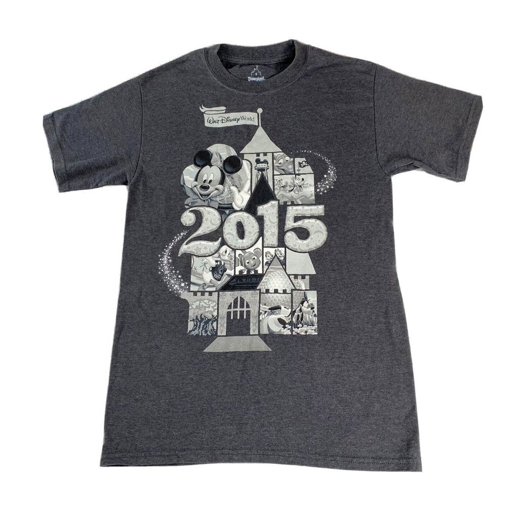 Disney Parks 2015 Mickey Mouse T-Shirt Mens S Gray Walt Disney World Hanes Retro